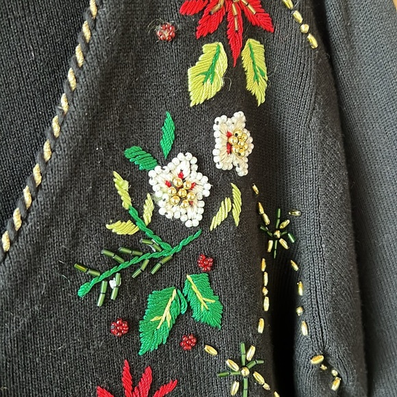 Vintage CB Collections Sz M Black Embellished Christmas Sweater Cardigan - Picture 3 of 8